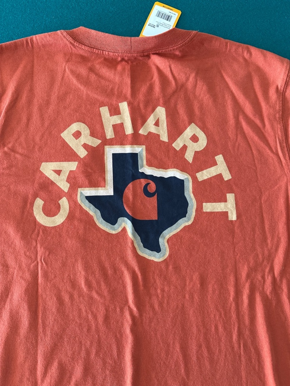 NWT Carhartt Mens Medium Orange Texas Back Hit Relaxed Fit Front Pocket‎ Tee